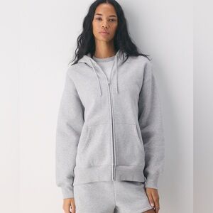 Dark Green TNA Terry Fleece Boyfriend Zip Hoodie